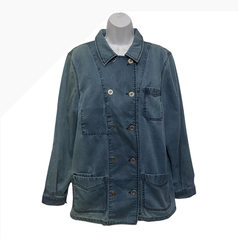 The J Peter man Company Denim Trucker Jacket Blue Medium‎ Utility Pockets